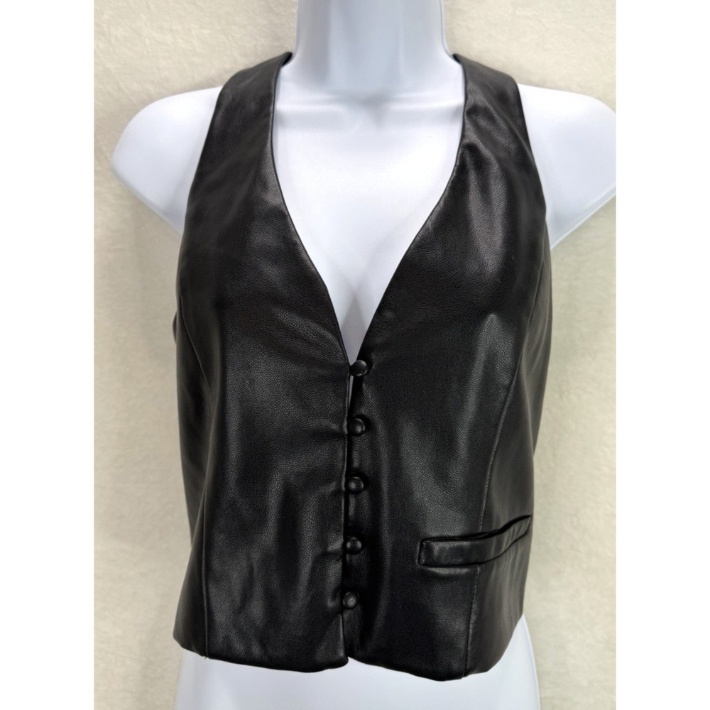 Urban Outfitter's Women's Black Vegan Leather Halter Top Size Medium